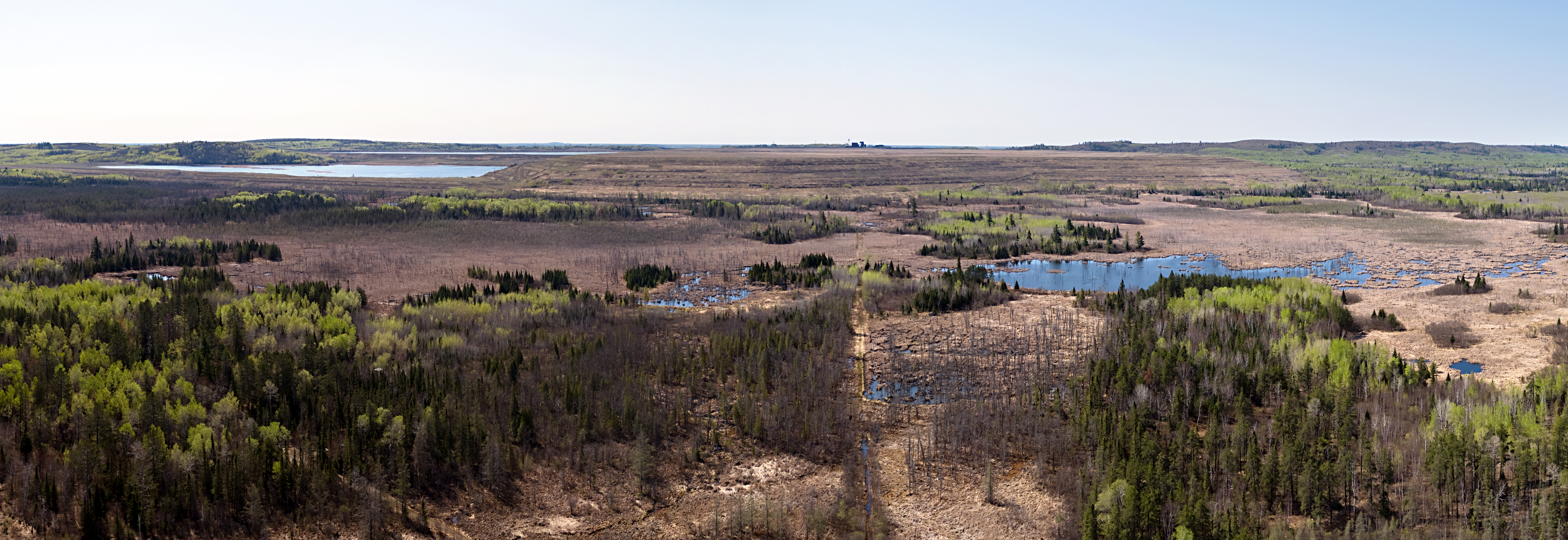 The 2.5 mile north  side of the Flotation Tailings Basin. The sulfide tailings would be dumped into the ponds at the top left. 